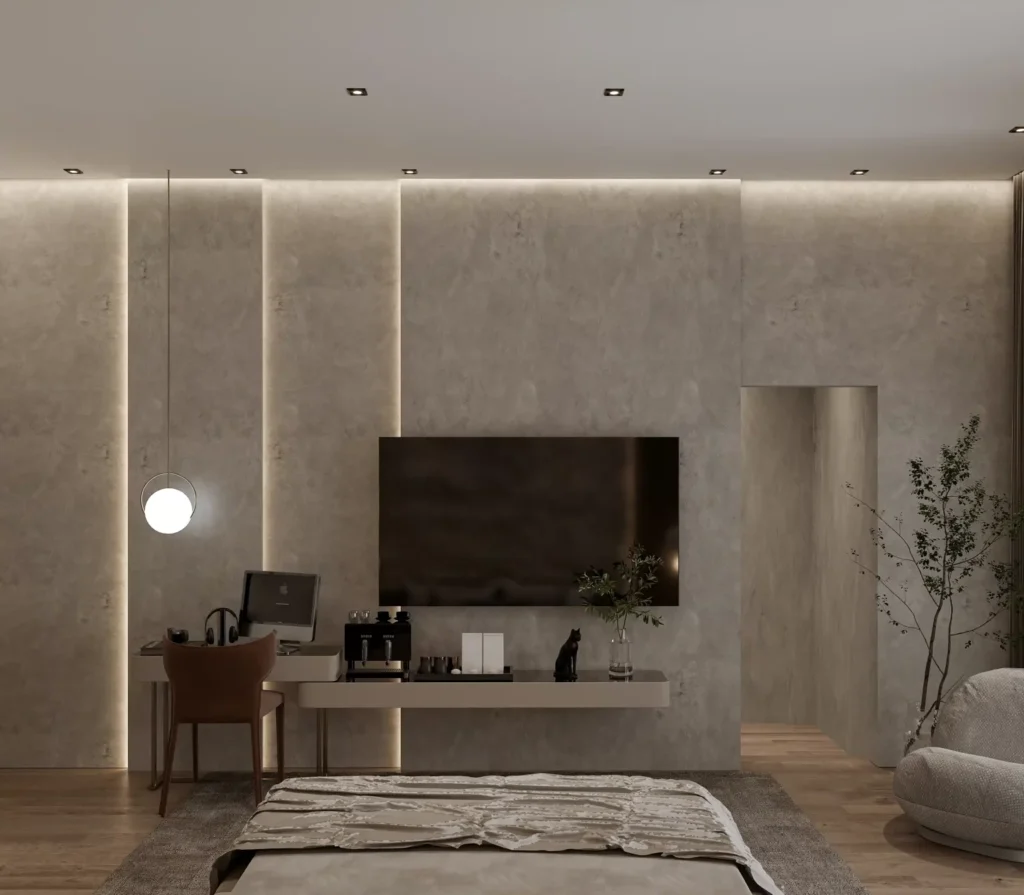 "تصاميم جبس بورد فاخرة وعملية تضفي مظهراً أنيقاً وعصرياً على الصالات، المجالس، وغرف النوم، مع إضاءة مميزة تضفي جواً من الفخامة في الرياض."