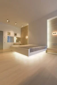 18 a floating bed with lights looks very dramatic
