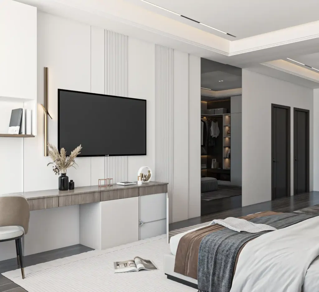 "تصاميم جبس بورد فاخرة وعملية تضفي مظهراً أنيقاً وعصرياً على الصالات، المجالس، وغرف النوم، مع إضاءة مميزة تضفي جواً من الفخامة في الرياض."